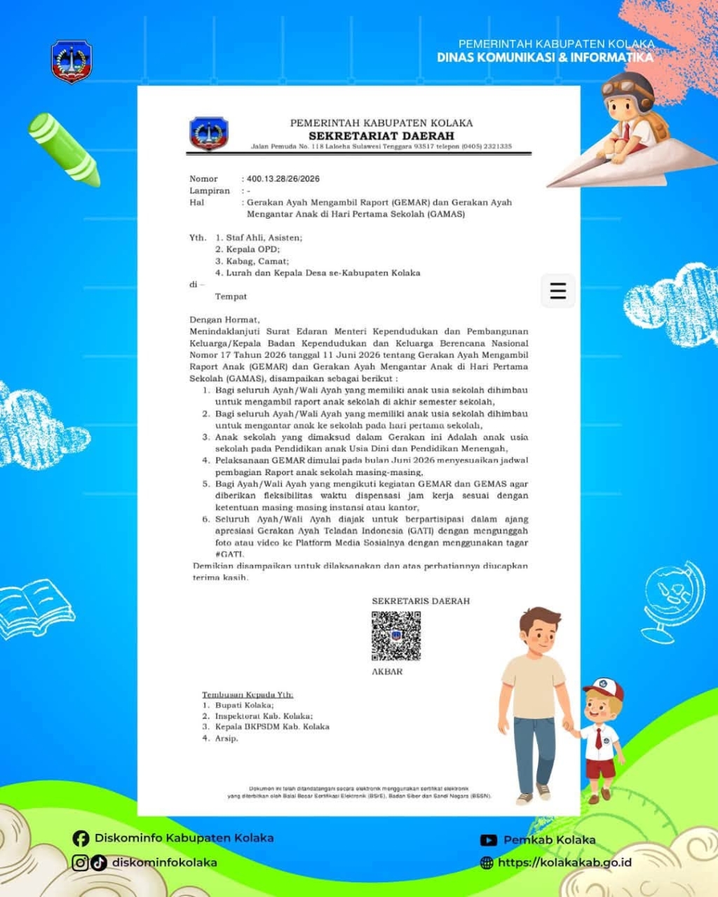 Gerakan Ayah Mengambil Raport (GEMAR) dan Gerakan Ayah Mengantar Anak di Hari Pertama Sekolah (GAMAS)????????